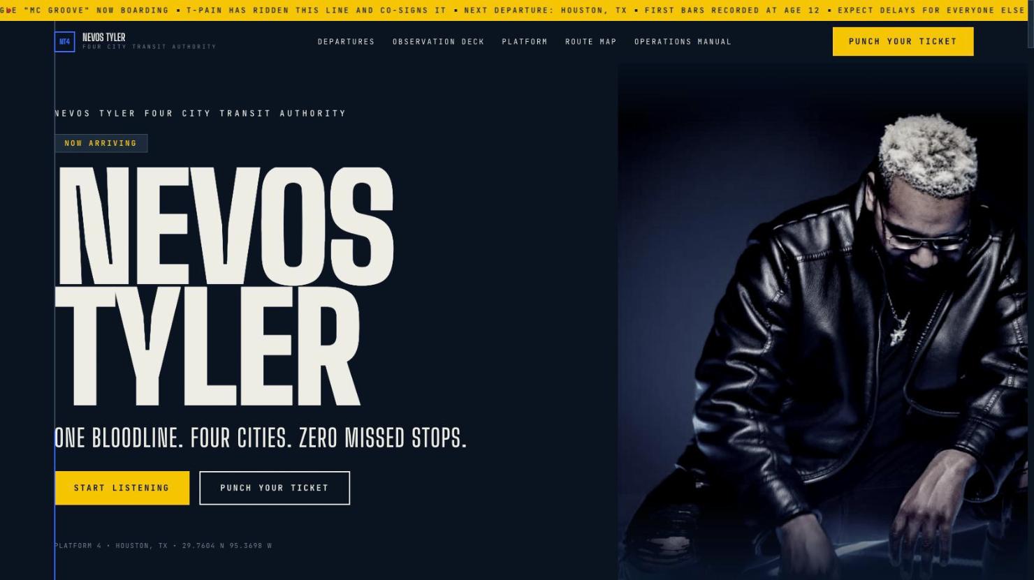 Nevos Tyler artist site built on The Fan Booster
